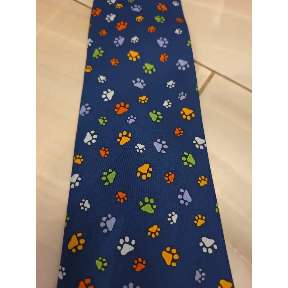 Utopia Men's Necktie Tie Silk‎ Wine Dog Paw Prints B1